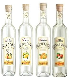 4 Flaschen Nordbrand Reiche Ernte Mix aus 4 Sorten (1x Marille,1xHaselnuss,1xMirabelle,1xWilliams Birne) a 0,5 L 30% vol. + Space Keks gratis a 45g von Onlineshop Bormann von Bormann