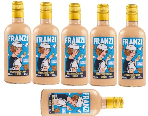 6 Flaschen Franzi Franzbrötchenlikör a 0,5 Liter 15% vol. Sahnelikör mit Franzbrötchengeschmack (Zimt% Zuckerkaramell) + Space Keks gratis a 45 g von Onlineshop Bormann von Bormann