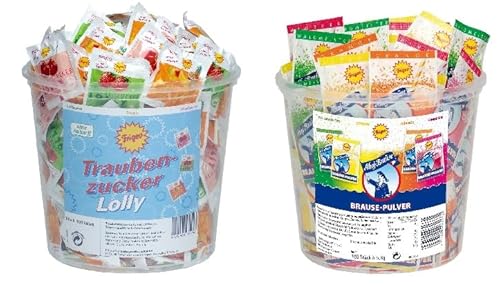 Frigeo Ahoj Bundle (1 x Traubenzuckerlollys 100er/800g + 1 x Brause Pulver 100er /580g + Space Keks 45g) von Onlineshop Bormann von Bormann