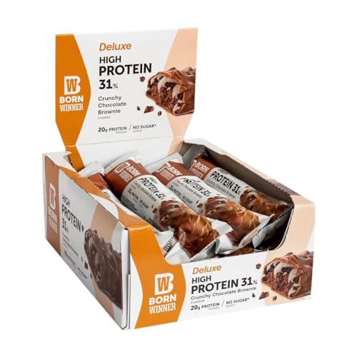 BW Born Winner BornWinner High Protein Riegel, Delux Crunchy Chocolate Brownie, 31 Prozent Eiweißgehalt, 20 g Protein pro Riegel, ohne Zuckerzusatz, 12x64g BW Born Winner BornWinner High Protein Riegel, Delux Crunchy Chocolate Brownie, 31 Prozent Eiweißgehalt, 20 g Protein pro Riegel, ohne Zuckerzusatz, 12x64g von Born Winner