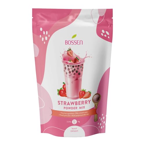 BOSSEN Erdbeerpulver - Strawberry Powder | Authentisches Milchtees, Smoothies, Bubble Teas, Joghurt | Hochwertige Zutaten ohne künstliche Farbstoffe, Vegan | 1Kg von Bossen