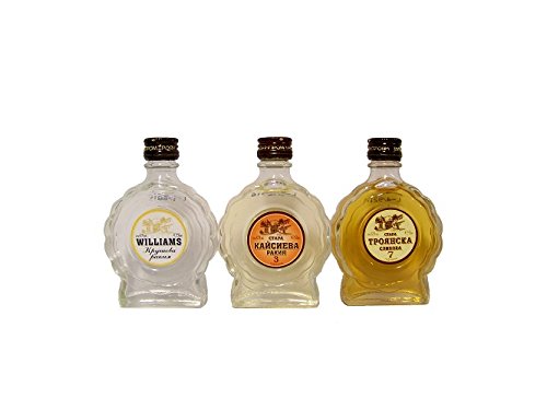 3 kleine Probierfläschen (5cl) bester bulgarischer Obstbrände von Peshtera