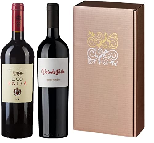 Geschenkpaket"Zum edlen Festessen" mit 2 Flaschen Rotwein aus Bulgarien von Bossev