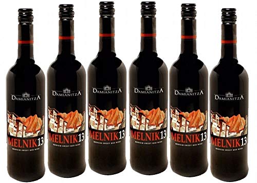 Paket von 6 Flaschen Rotwein Melnik 13, 0,75 l, Damianitza, Bulgarien von Bossev