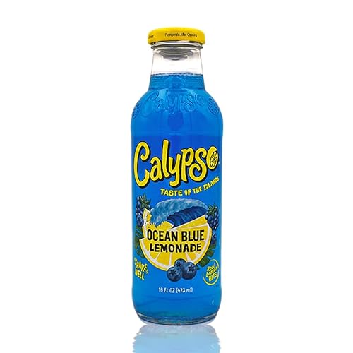 Calypso Ocean Blue Lemonade - 473ml Glasflasche - Erfrischender Mix aus Blaubeeren, Brombeeren & Blauen Himbeeren von Bossjuice