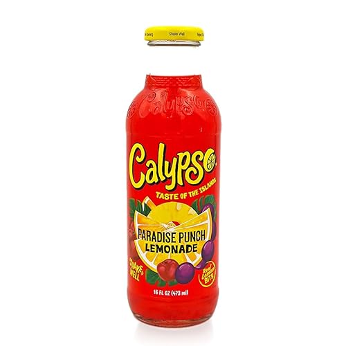 Calypso Paradise Punch Lemonade 473ml - Erfrischendes Tropisches Getränk mit Kirsche, Traube & Zitrus, Echtes Fruchtaroma - Ideal für Sommertage | Calypso Getränk von Bossjuice
