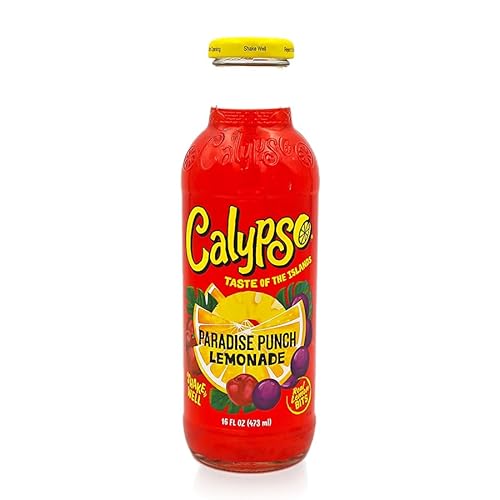 Calypso Paradise Punch Lemonade 473ml - Erfrischendes Tropisches Getränk mit Kirsche, Traube & Zitrus, Echtes Fruchtaroma - Ideal für Sommertage | Calypso Getränk von Bossjuice