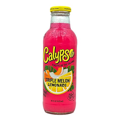 Calypso Triple Melon Lemonade - Erfrischende Glasflasche 473ml - Exotische Mischung aus Wassermelone, Honigtau & Melone | Perfekt für den Sommer! von Bossjuice