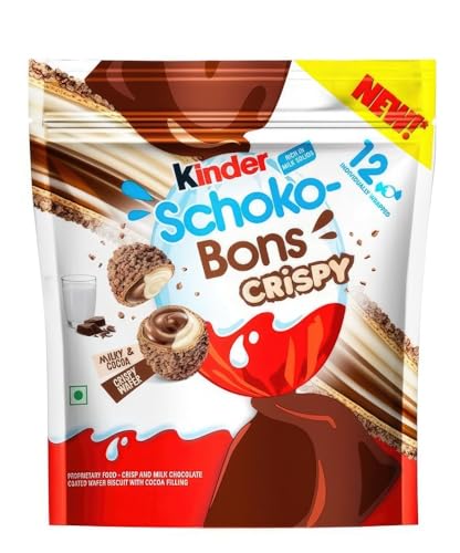 Kinder Schoko Bons Crispy, 67g – Knusprige Reisstückchen in zarter Milchschokolade mit Haselnussfüllung + GETZH ThankYou Sticker von Bossjuice