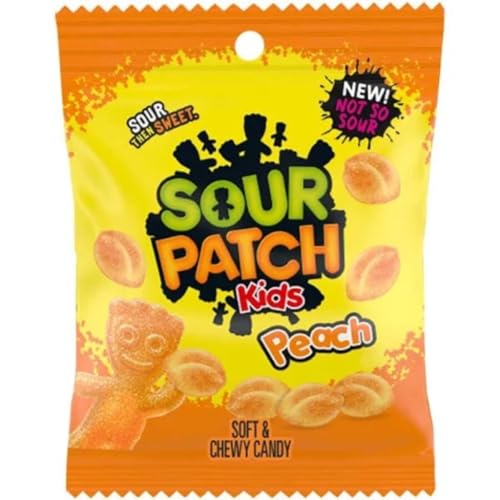 Sour Patch Kids Peach Bag - 101g | Amerikanische Kult-Süßigkeit | Vielfältige Limonadengeschmacksrichtungen | Ideal als Geschenk oder Snack für Zwischendurch + GETZH ThankYou Sticker von Bossjuice