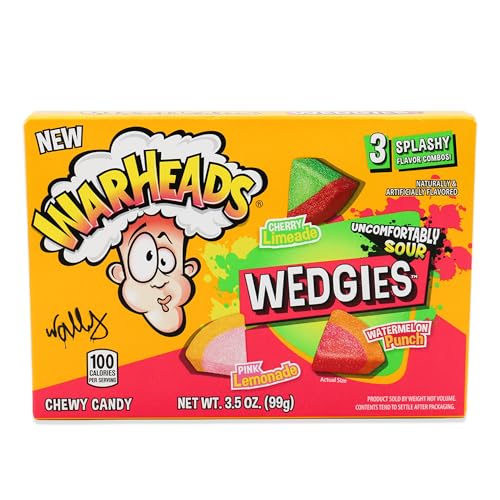 Warheads Wedgies extrem saure Kaubonbons 99g – 3 Geschmacksrichtungen mit Fruchtfüllung (Cherry Limeade, Pink Lemonade, Watermelon Punch) – weiche Konsistenz, bunte Farben – US-Import + Getzh Sticker von Bossjuice