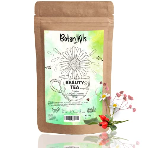 Beauty Tee 200g, unglaublich aromatisch & frisch loser Tee aus Hagebutten, Kamille und Brennnessel für schöne Haut, Nägel, Haare, BotaniKils von BotaniKils