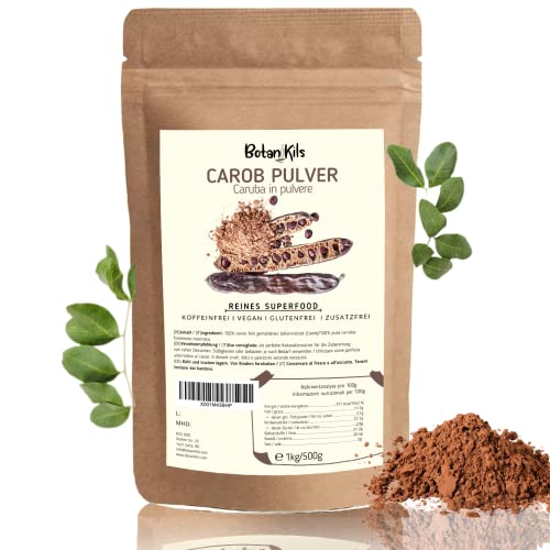 Carobpulver 1kg, Johannisbrotpulver, 100% naturrein, absolut frei von Zusätzen, wunderbarer Kakaoersatz - glutenfrei, koffeinfrei, von BotaniKils von BotaniKils