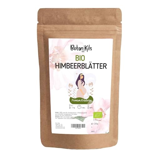 Himbeerblätter Tee Bio 200g, Premium-Tee für Geburtsvorbereitung und Schwangerschaft, absolut natürliche Herkunft - frisch und aromatisch aus letzter Ernte von BotaniKils