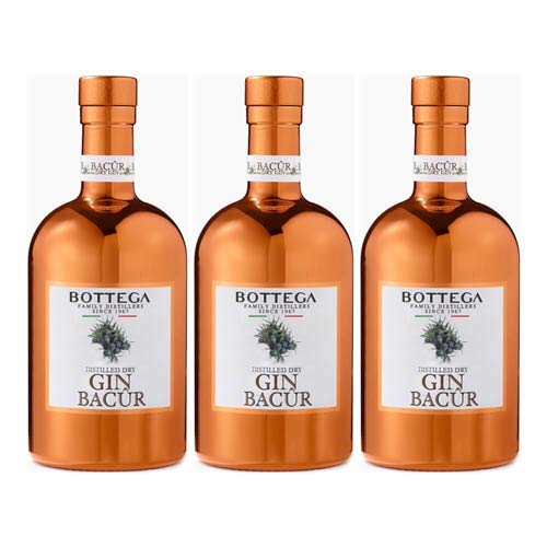 3x Bottega Bacur Distilled Dry Gin, 500 ml von Bottega SpA