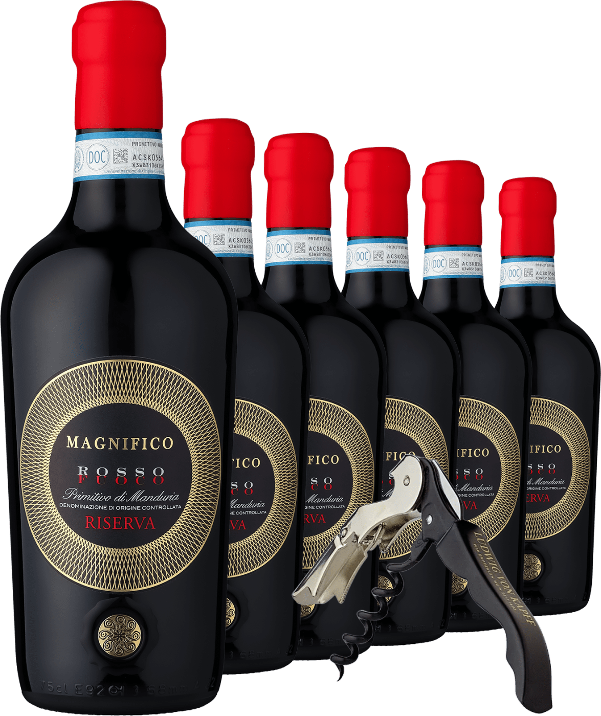 2018 Magnifico Fuoco Primitivo di Manduria Riserva im 6er-Vorratspaket + Kellnermesser GRATIS von Botter Casa Vinicola S.P.A.