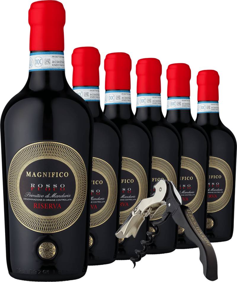 2018 Magnifico Fuoco Primitivo di Manduria Riserva im 6er-Vorratspaket + Kellnermesser GRATIS von Botter Casa Vinicola S.P.A.