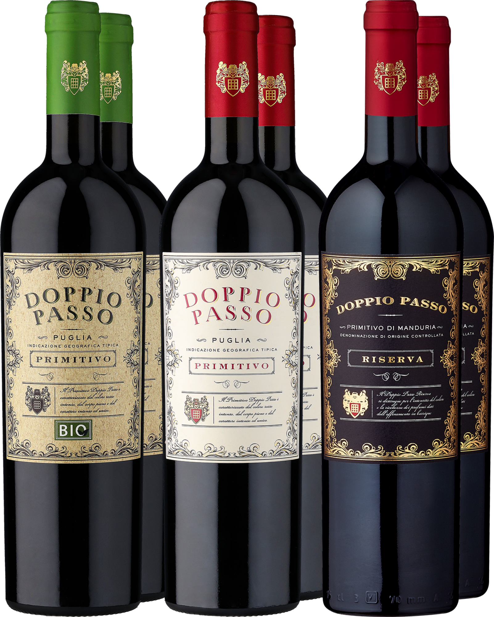 6er-Probierpaket »Doppio Passo – Rote Vielfalt aus Apulien« 6er-Probierpaket »Doppio Passo – Rote Vielfalt aus Apulien«