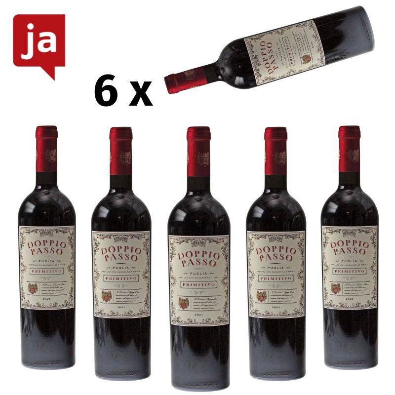 Doppio Passo Puglia Primitivo 6 x 0,75 L 13% vol von Doppio Passo