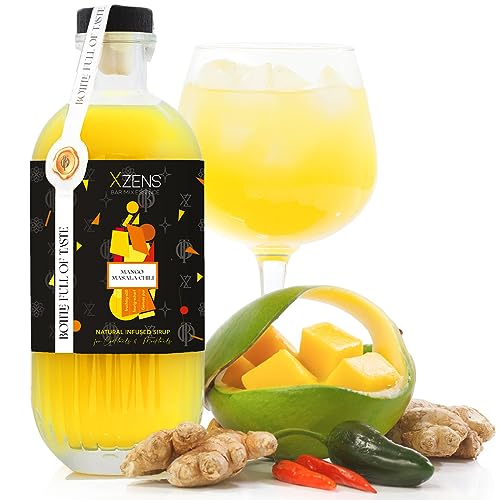 Bottle full of Taste | Xzens MANGO/MASALA CHILI | natural infused cocktail sirup | Bar Mix Essenz 0,7L für Sommer Cocktails | Mocktail | Aperitif | Spritz von Bottle full of Taste
