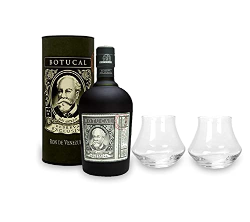 Botucal Reserva Exclusiva Rum mit Geschenkverpackung 2 Botucal Tumbler Gläser mit 0,70l (40% Vol) Ron de Venezuela Glas Longdrinkglas - Set - [Enthält Sulfite] von Botucal-Botucal