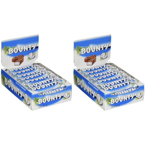 Bounty Schokoriegel, Kokos und Schokolade Geschmack, 24 Riegel in einer Packung (24x 57g) (Packung mit 2) von Bounty