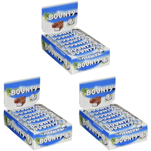 Bounty Schokoriegel, Kokos und Schokolade Geschmack, 24 Riegel in einer Packung (24x 57g) (Packung mit 3) von Bounty