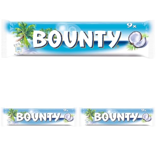 Bounty Schokoriegel, Kokos und Schokolade Geschmack, 9 Riegel in einer Packung (9 x 28.5g) (Packung mit 3) von Bounty