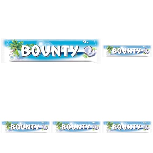Bounty Schokoriegel, Kokos und Schokolade Geschmack, 9 Riegel in einer Packung (9 x 28.5g) (Packung mit 5) von Bounty