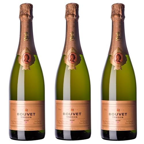 Bouvet Trésor Rosé Saumur Brut AOP - Schaumwein - Im Eichenfass ausgebaut - Cabernet Franc - Für Apéritifs, Nachtisch - 3 x 0.75 L von Bouvet Ladubay