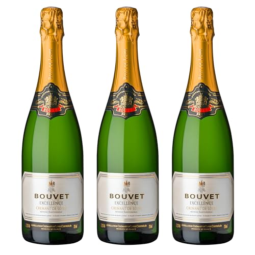Bouvet Excellence Crémant de Loire Brut - Klassische Flaschengärung – Chenin Blanc Chardonnay – Cremant Ideal als Geschenk - 3 x 0.75 L von Bouvet Ladubay