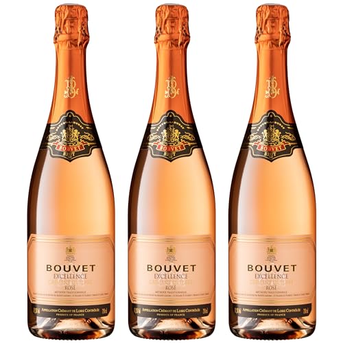 Bouvet Excellence Rosé Crémant de Loire Brut - Klassische Flaschengärung – Cabernet Franc – Cremant Rosé Ideal als Geschenk - 3 x 0.75 L von Bouvet Ladubay