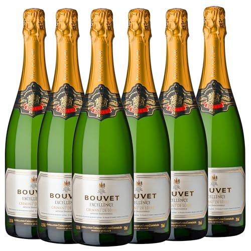 Bouvet Excellence Crémant de Loire Brut - Klassische Flaschengärung – Chenin Blanc Chardonnay – Cremant Ideal als Geschenk - 6 x 0.75 L von Bouvet Ladubay