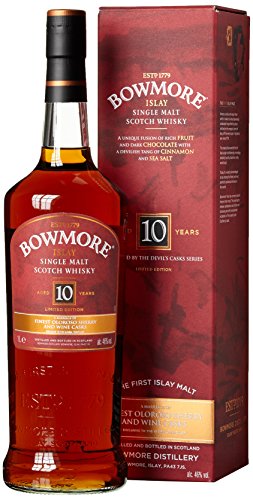 Bowmore 10 Years Old Devil's Casks Inspired Limited Edition Whisky mit Geschenkverpackung (1 x 1 l), 15333 von Bowmore