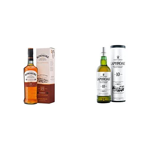 Bowmore 15 | Single Malt Scotch Whisky | 43% Vol | 700ml Einzelflasche + Laphroaig 10 | Islay Single Malt Scotch Whisky | 40% Vol | 700ml Einzelflasche | Bundle von Bowmore