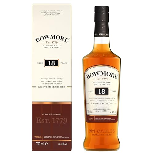 Bowmore 18 Jahre | Islay Single Malt Scotch Whisky | mit Geschenkverpackung | komplexer Geschmack mit leichter Rauchnote | 43% Vol | 700ml Einzelflasche von Bowmore