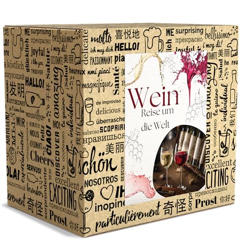 BOXILAND® Wein Geschenk Set [ERSTKLASSIGES WEINPROBE SET] - Weingeschenke für Frauen & Männer - Weinset Geschenk - Rotweine & Weißweine Set Geschenkbox - Wine Tasting Set Weinpaket Box (6x 0,25l) von Boxiland