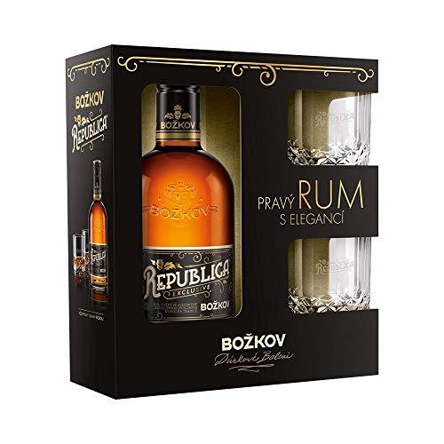 Rum Bozkov Republica Exclusive Geschenkset mit 2 Gläser (1x 0,5 Liter) von Bozkov