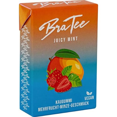 BraTee Juicy Mint Kaugummi vegan, 20er Pack (20 x 23,5g) von BraTee