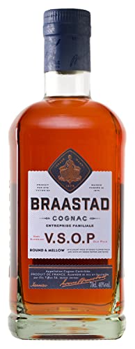 Braastad Cognac VSOP 40% vol. (1 x 0,7l) – Edler Cognac mit besonders weichem Geschmack – Cognac aus Frankreich hergestellt in Handarbeit von Braastad