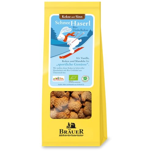 Bräuer | Dinkelkekse Schnee-Haserl | Bio Ur-Dinkel aus Österreich | mit Kokos, Mandeln, Vanille und Zimt | 150g Bräuer | Dinkelkekse Schnee-Haserl | Bio Ur-Dinkel aus Österreich | mit Kokos, Mandeln, Vanille und Zimt | 150g von Bräuer Mühlviertler Naturbäcker
