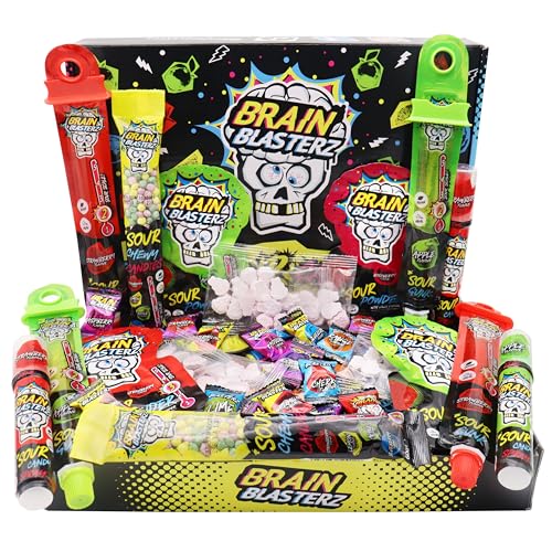 Brain Blasterz Sour Sweets Gift Box Large (27pcs) - Super Sour Candy Collection - Special Edition Items, 1-5 Sourness Levels - American Sweets Gift Box von Brain Blasterz