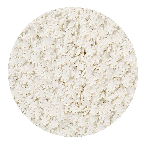 BrandNewCake® Essbare Kuchen Konfetti Schneeflocken Weiß 55g - Kuchendekoration Streusel - Tortendeko - Streudekor von Brand New Cake