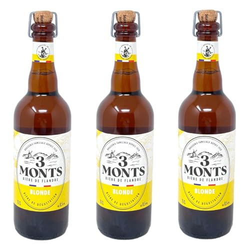 3 Monts Bière de Flandre helles obergähriges Starkbier 3 x 0,75 Ltr. 8,5% mit Sektkorken von Trois Monts