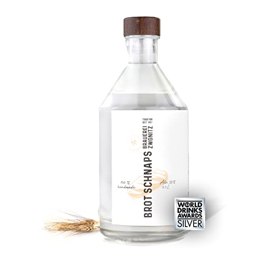 Brauerei Zwönitz Erzgebirgischer Brotschnaps/ausgezeichnete Spirituose mit Brotaroma/Schnaps Geschenke aus dem Erzgebirge/regionale Geschenke für Männer / 0,5 l Glasflasche von Zwönitzer handwerklich gebraut