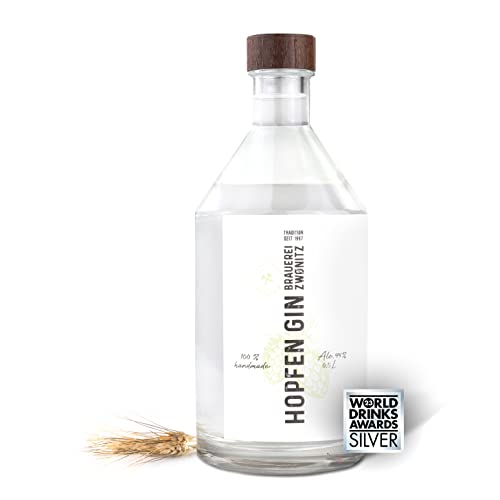 Brauerei Zwönitz Erzgebirgischer Hopfen Gin 0,5 Liter/ausgezeichneter Gin aus Zwönitzer India Pale Ale Craft Beer/Gin Geschenk Idee aus Sachsen/Dry Gin mit Hopfen Aroma von Zwönitzer handwerklich gebraut