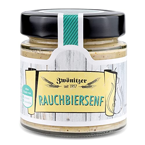 Brauerei Zwönitz Rauchbier Senf/Biersenf 180 ml/Senf Geschenk aus Zwönitzer Rauch Bier/Senf mittelscharf als Bier Geschenk aus Sachsen/grobkörniger Senf zum Grillen von Zwönitzer handwerklich gebraut