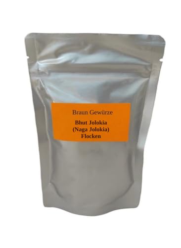 Bhut Jolokia Flocken 50g - Die pure Feuerkraft! 1 Mio. Scoville - Extrem scharf & unvergleichlich intensiv! Bhut Jolokia Flocken 50g - Die pure Feuerkraft! 1 Mio. Scoville - Extrem scharf & unvergleichlich intensiv! von Braun Gewürze