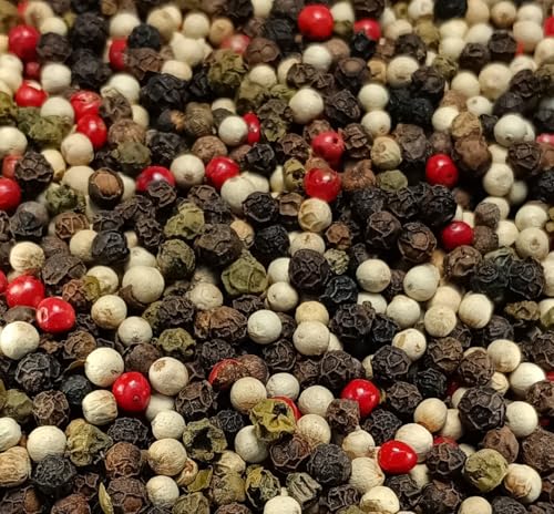 Bunter Pfeffer Gewürzmischung ganz 150g, in Spitzenqualität - bestehend aus Schwarzen Pfeffer, Weißen Pfeffer, Rosa Beeren und Grüner Pfeffer Bunter Pfeffer Gewürzmischung ganz 150g, in Spitzenqualität - bestehend aus Schwarzen Pfeffer, Weißen Pfeffer, Rosa Beeren und Grüner Pfeffer von Braun Gewürze