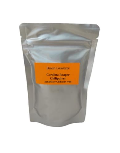 Carolina Reaper Pulver 65g, der schärfste Chili der Welt! / Gringo Killer/Carolina Reaper Pulver für wahre Schärfe-Liebhaber! von Braun Gewürze